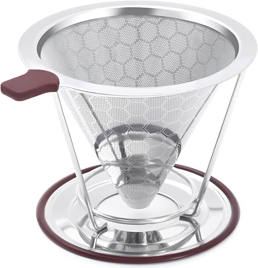 Experience Rich Flavor with the MISETTO Stainless Steel Pour Over Coffee Dripper - Easy to Clean, Reusable Cone Filter for Perfect Brews Anywhere