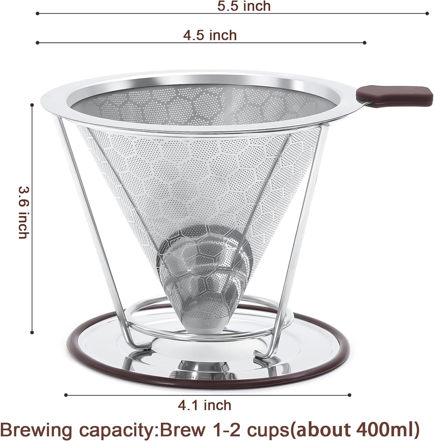 Experience Rich Flavor with the MISETTO Stainless Steel Pour Over Coffee Dripper - Easy to Clean, Reusable Cone Filter for Perfect Brews Anywhere